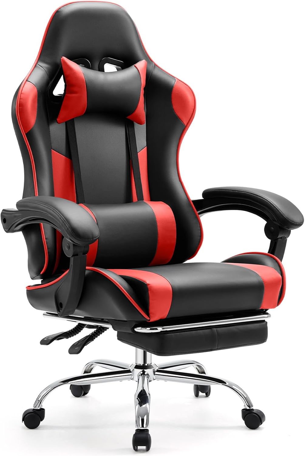 Reclining gaming chair with footrest