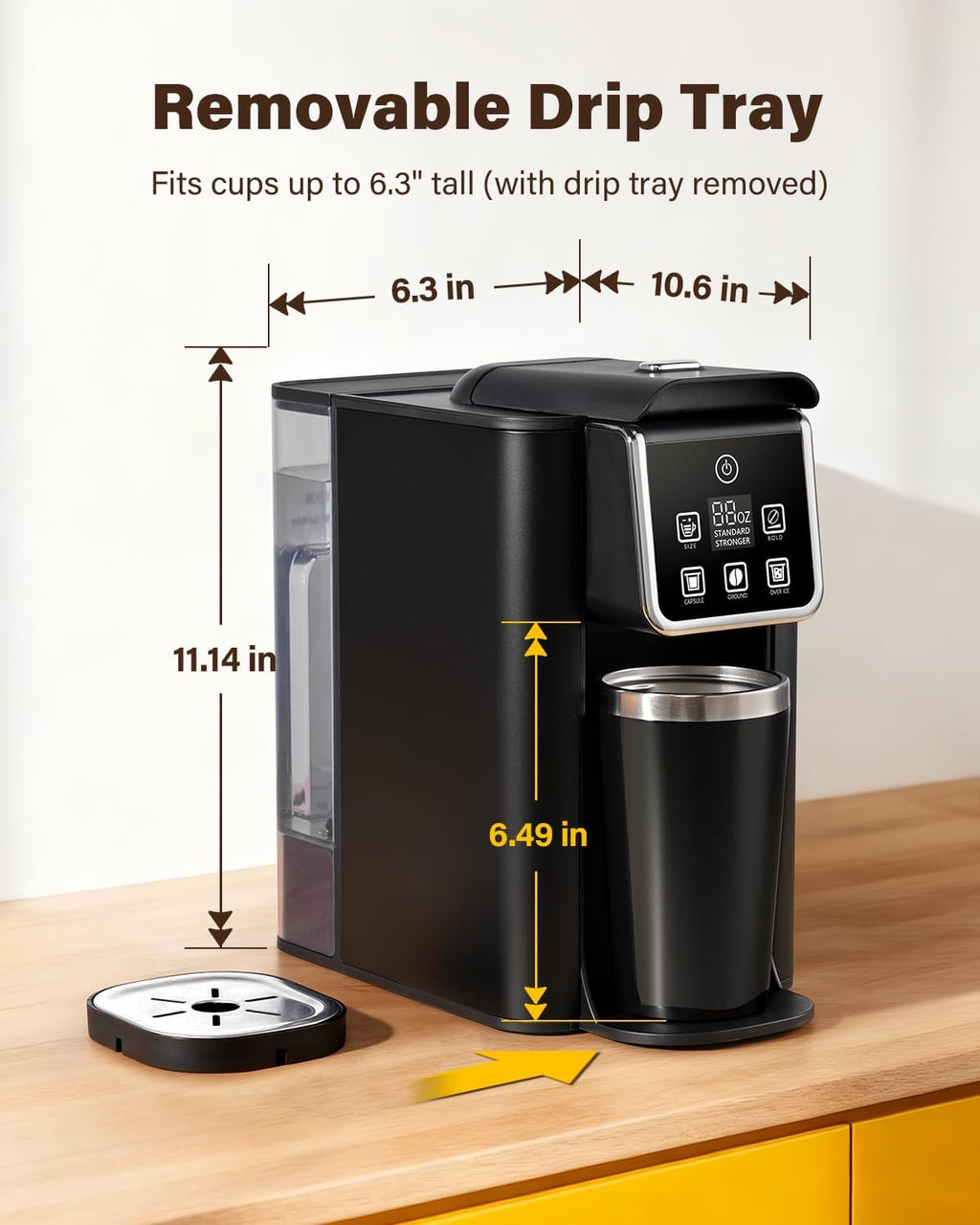 SHARDOR Single Serve Coffee Maker Upgrade, Hot & Iced Coffee Machine for K Cup and Grounds, 6 to 14 oz Brew Sizes, 50 oz Removable Water Tank, Bold Brew Setting, Pod Maker with Reusable Filter