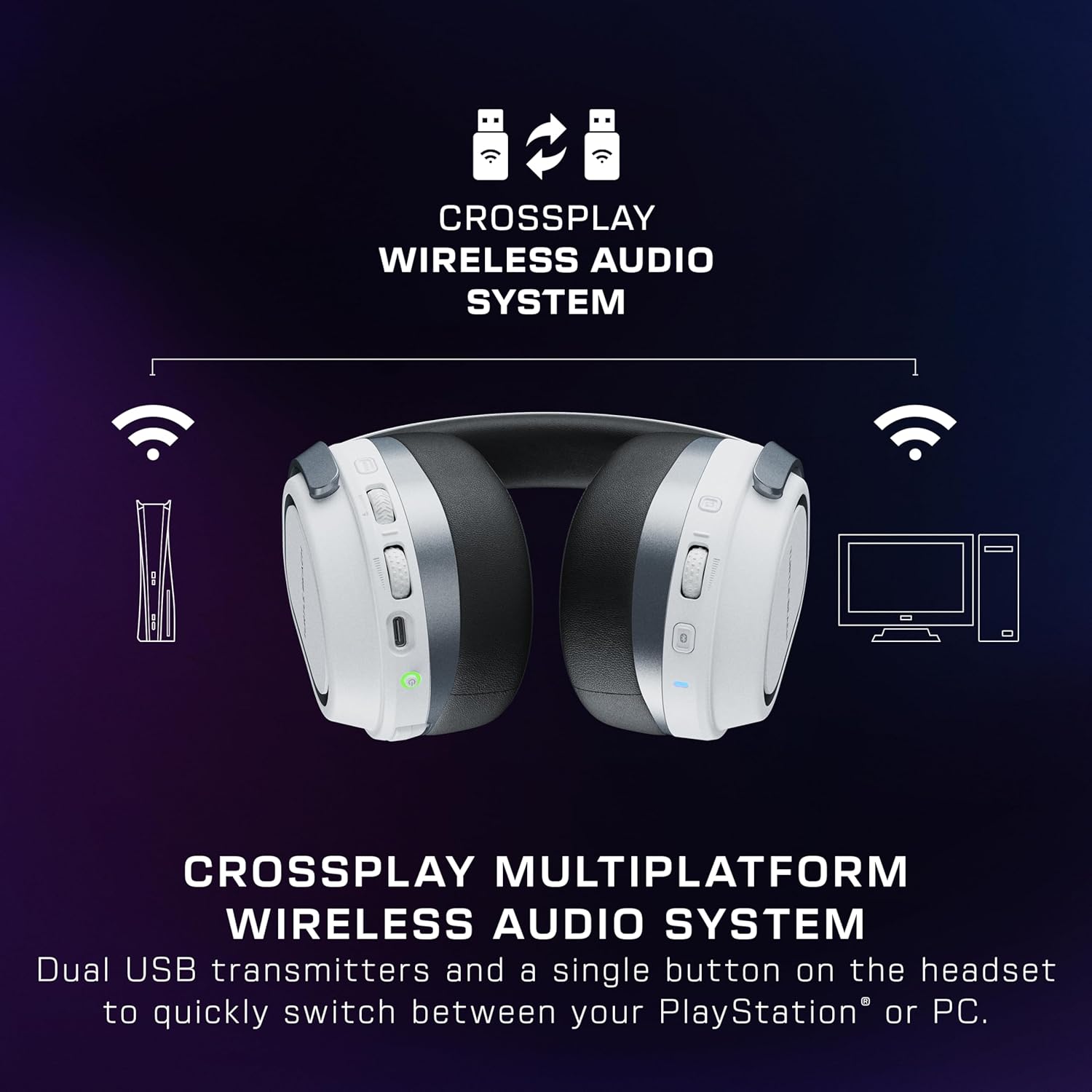 Turtle Beach Stealth 700 Wireless Multiplatform Amplified Gaming Headset for PC, PS5, PS4, – Bluetooth, 80-Hr Battery, Noise-Cancelling Mic – White