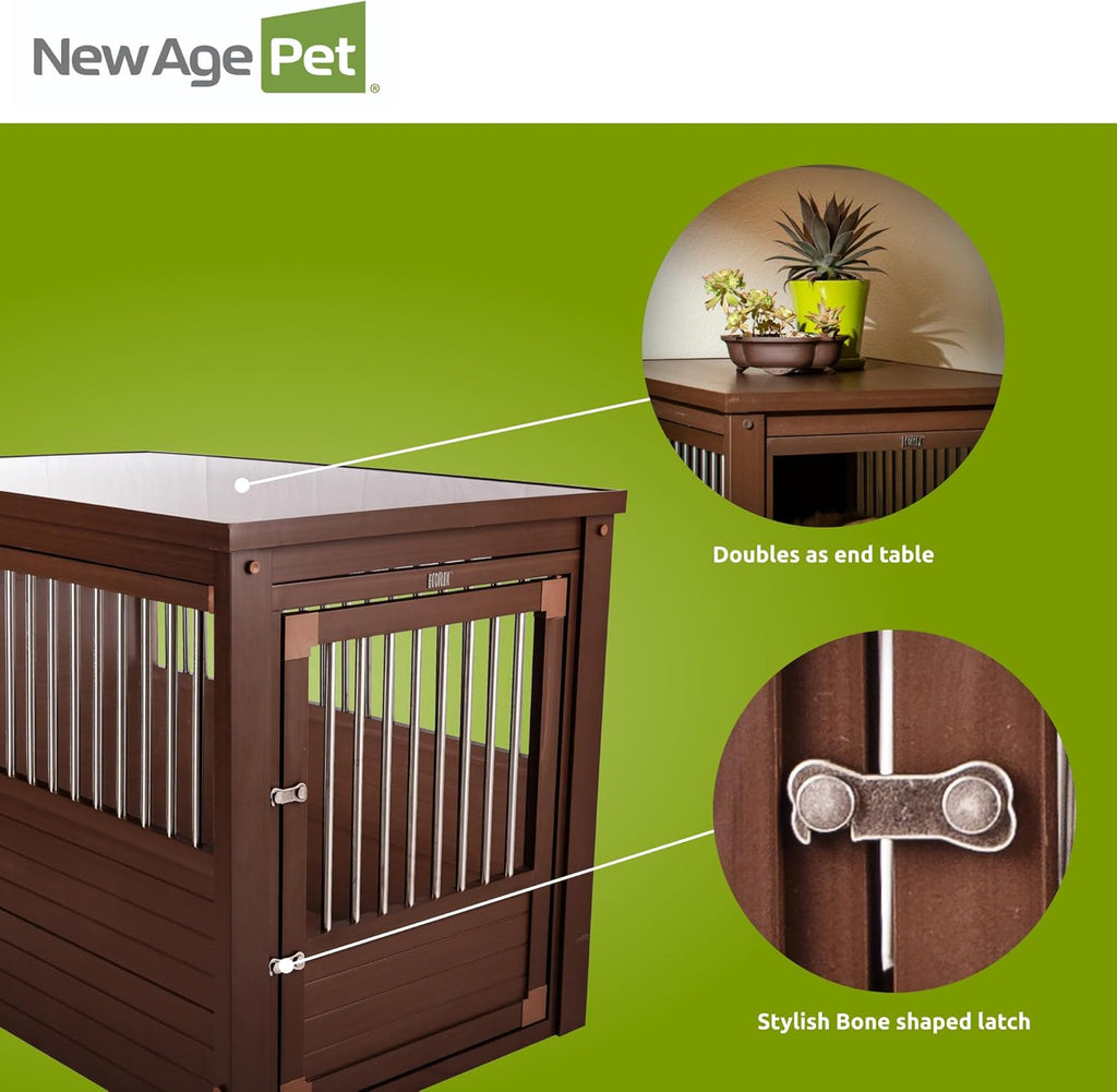 New Age Pet ECOFLEX InnPlace Dog Crate & End Table, Durable Composite, Russet, Large