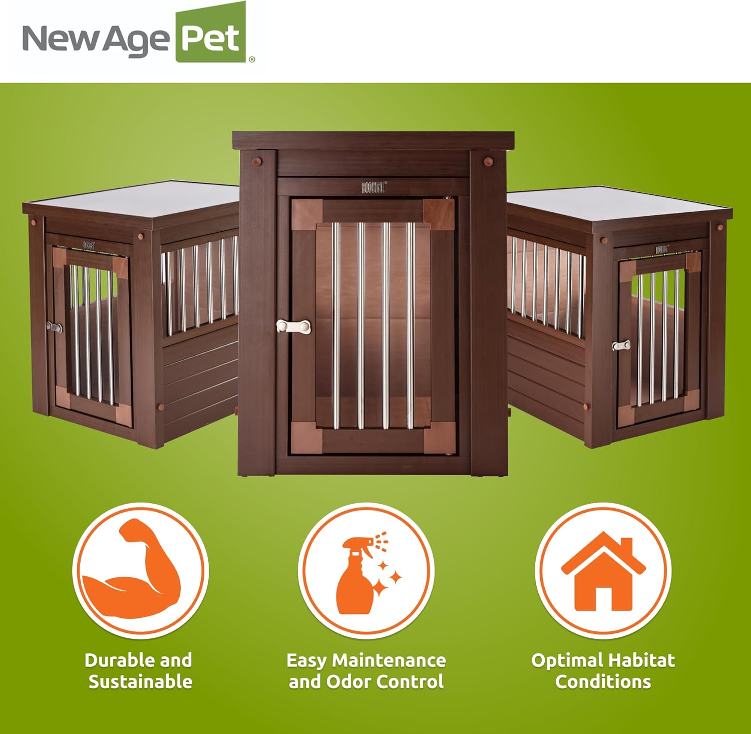 New Age Pet ECOFLEX InnPlace Dog Crate & End Table, Russet Brown, Small