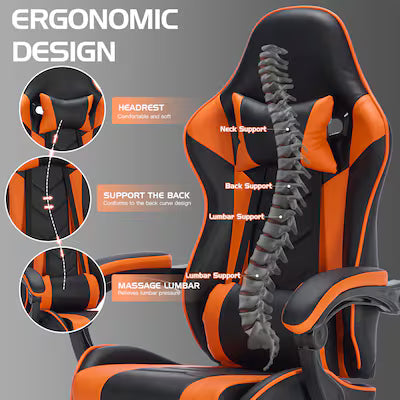 Reclining gaming chair with footrest