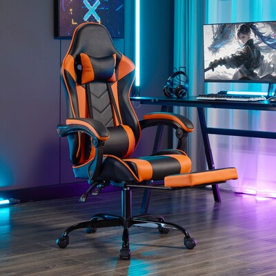Reclining gaming chair with footrest