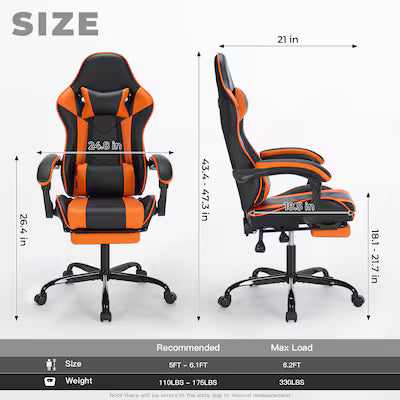 Reclining gaming chair with footrest