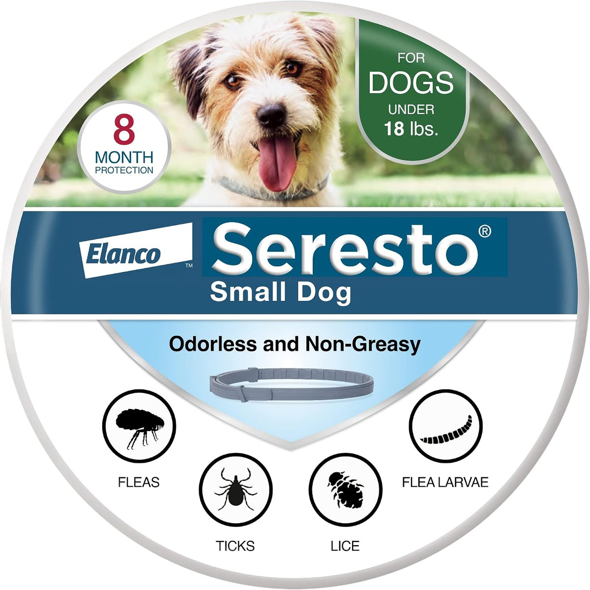 Seresto 8-Month Flea & Tick Collar for Small Dogs Under 18 lbs., 1ct