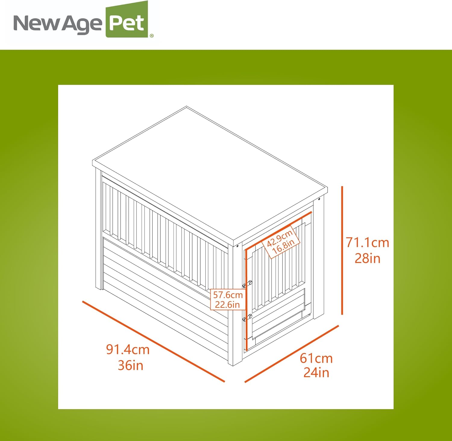 New Age Pet ECOFLEX InnPlace Dog Crate & End Table, Durable Composite, Russet, Large