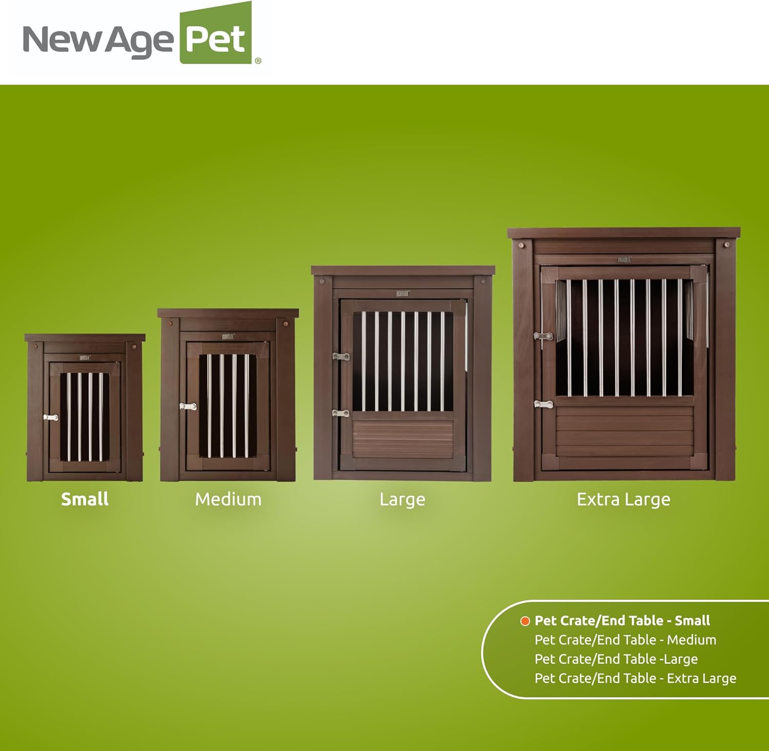 New Age Pet ECOFLEX InnPlace Dog Crate & End Table, Russet Brown, Small