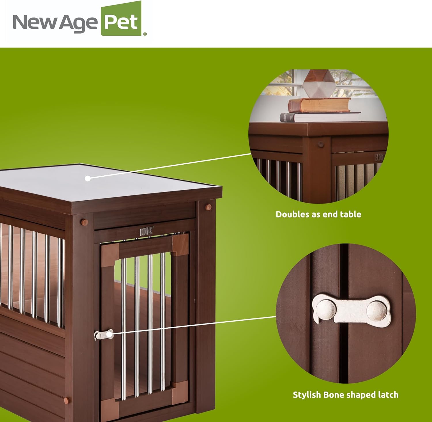New Age Pet ECOFLEX InnPlace Dog Crate & End Table, Russet Brown, Small