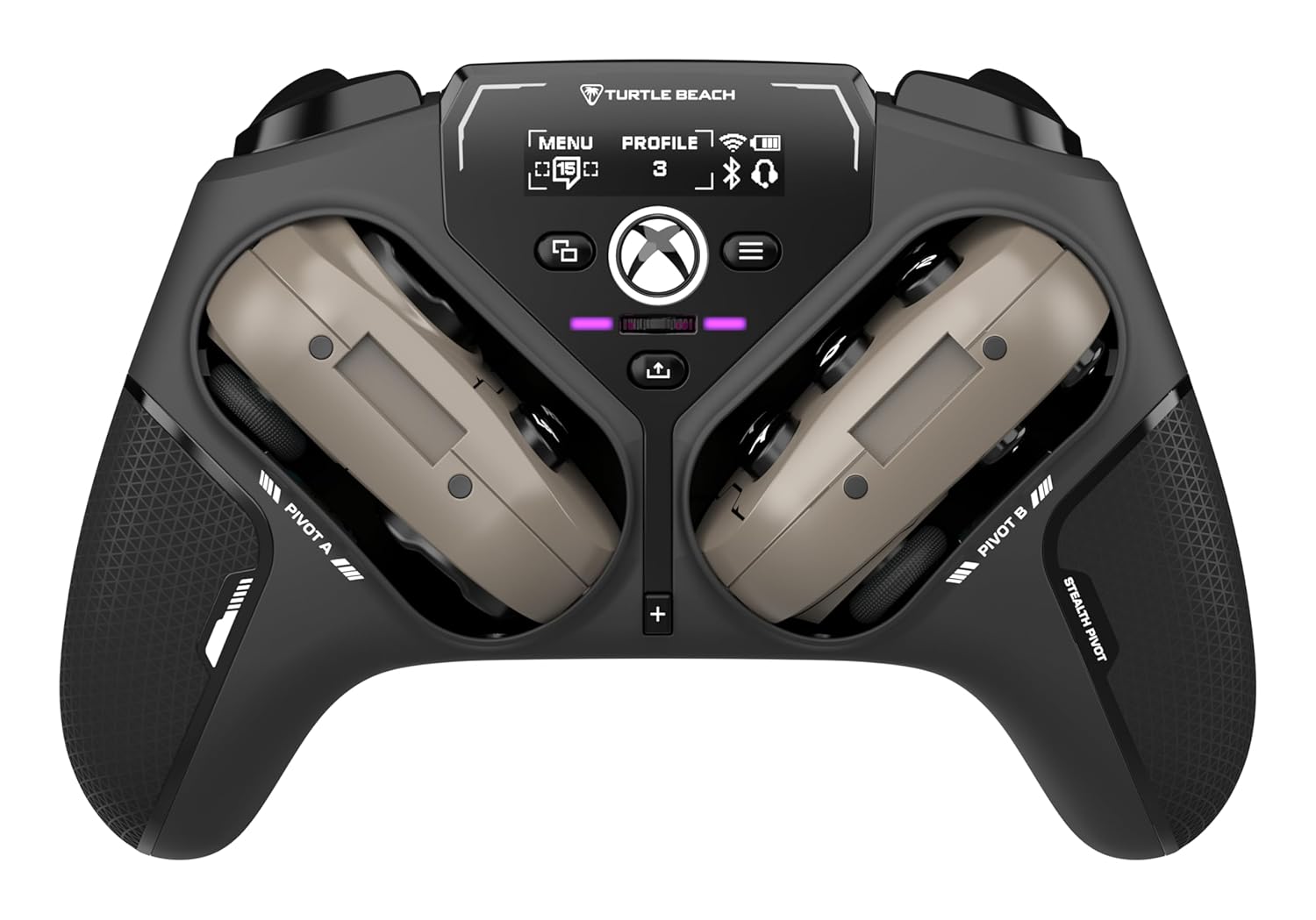 Turtle Beach Stealth Pivot Wireless Smart Game Controller Officially Licensed for Windows PC – Rotating Modules, Display Dashboard, Hall-Effect Sticks, Remappable Buttons, Bluetooth, 20-Hour Battery