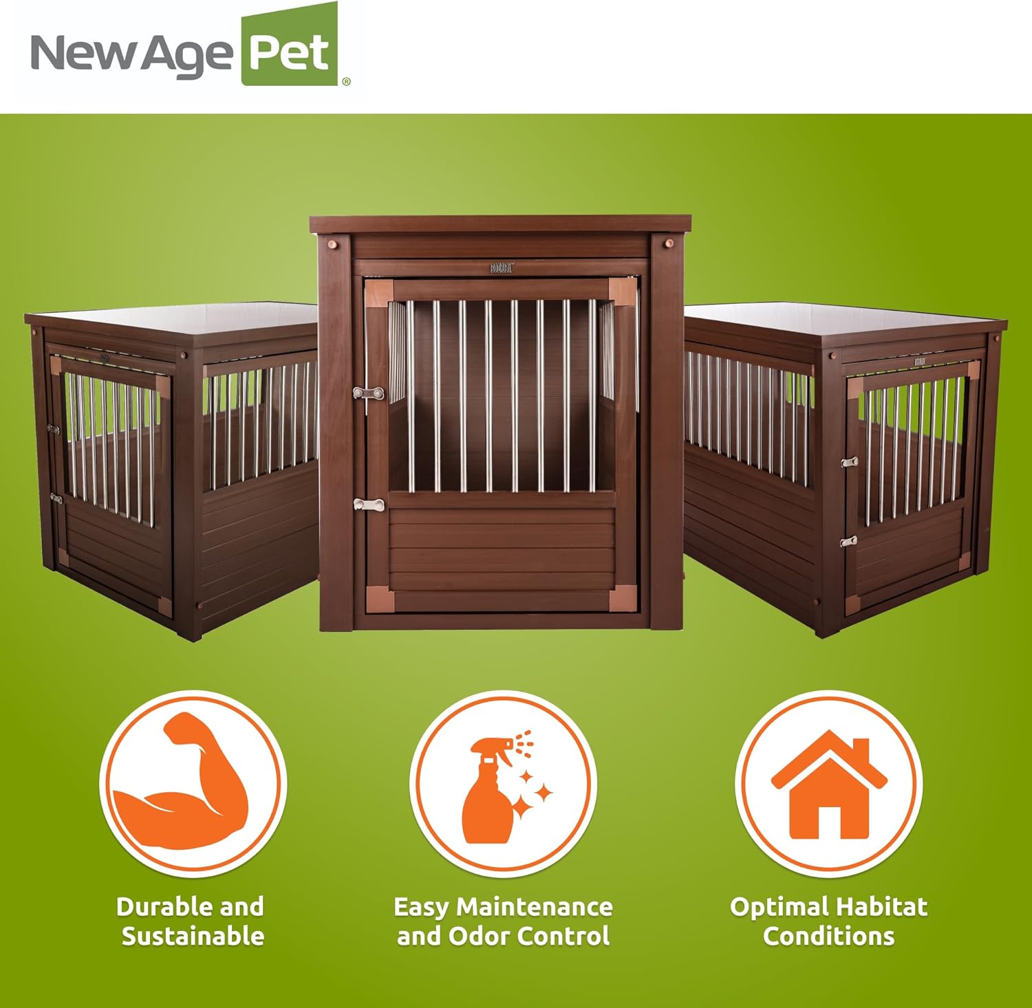 New Age Pet ECOFLEX InnPlace Dog Crate & End Table, Durable Composite, Russet, Large