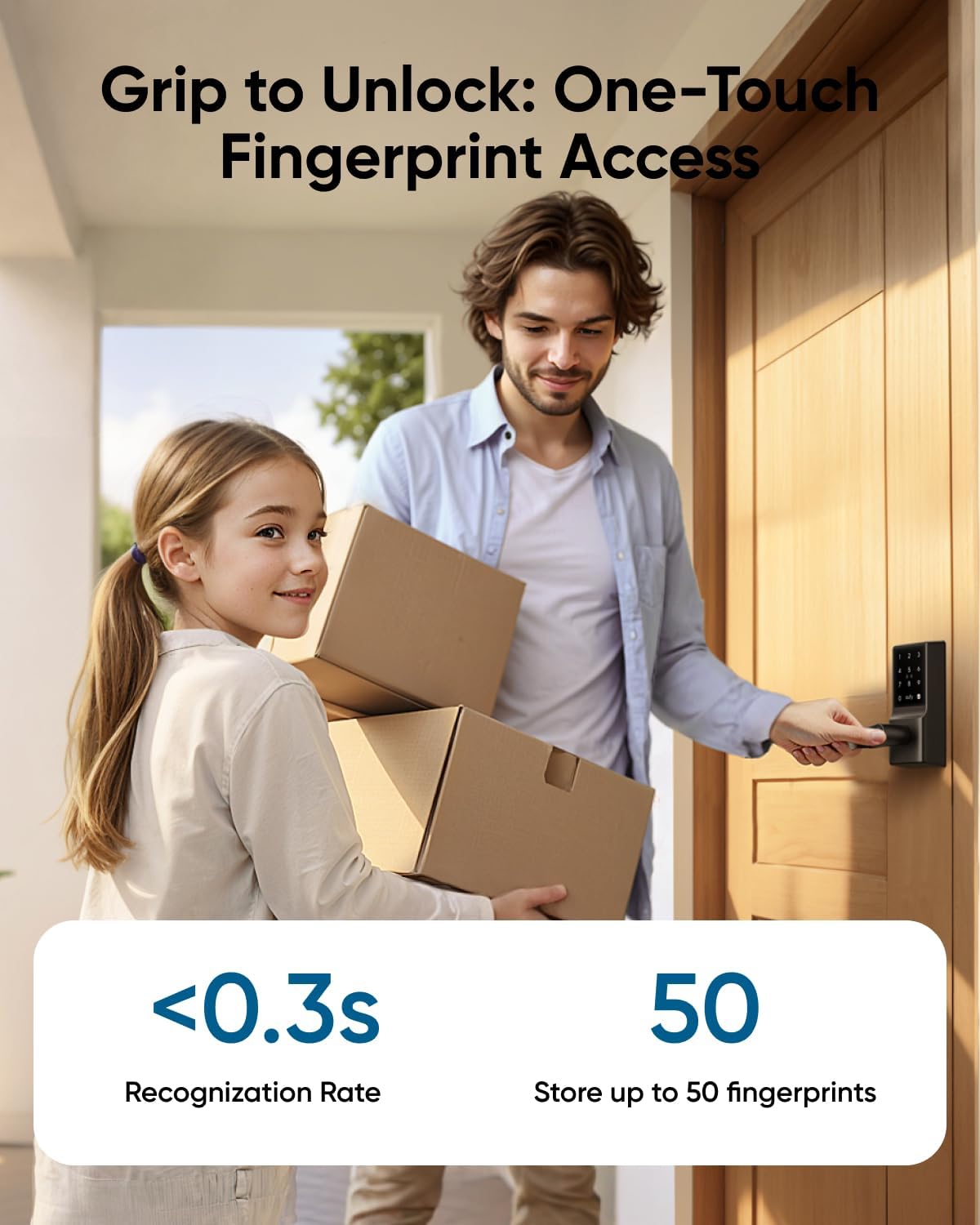 Eufy Security Smart Lock C33, Keypad Door Lock with Handle, Fingerprint Door Knob, Keyless Entry Door Lock for Front Door and Bedrooms, Electronic Deadbolt, Wi-Fi, App Control, IP53 Waterproof, Black