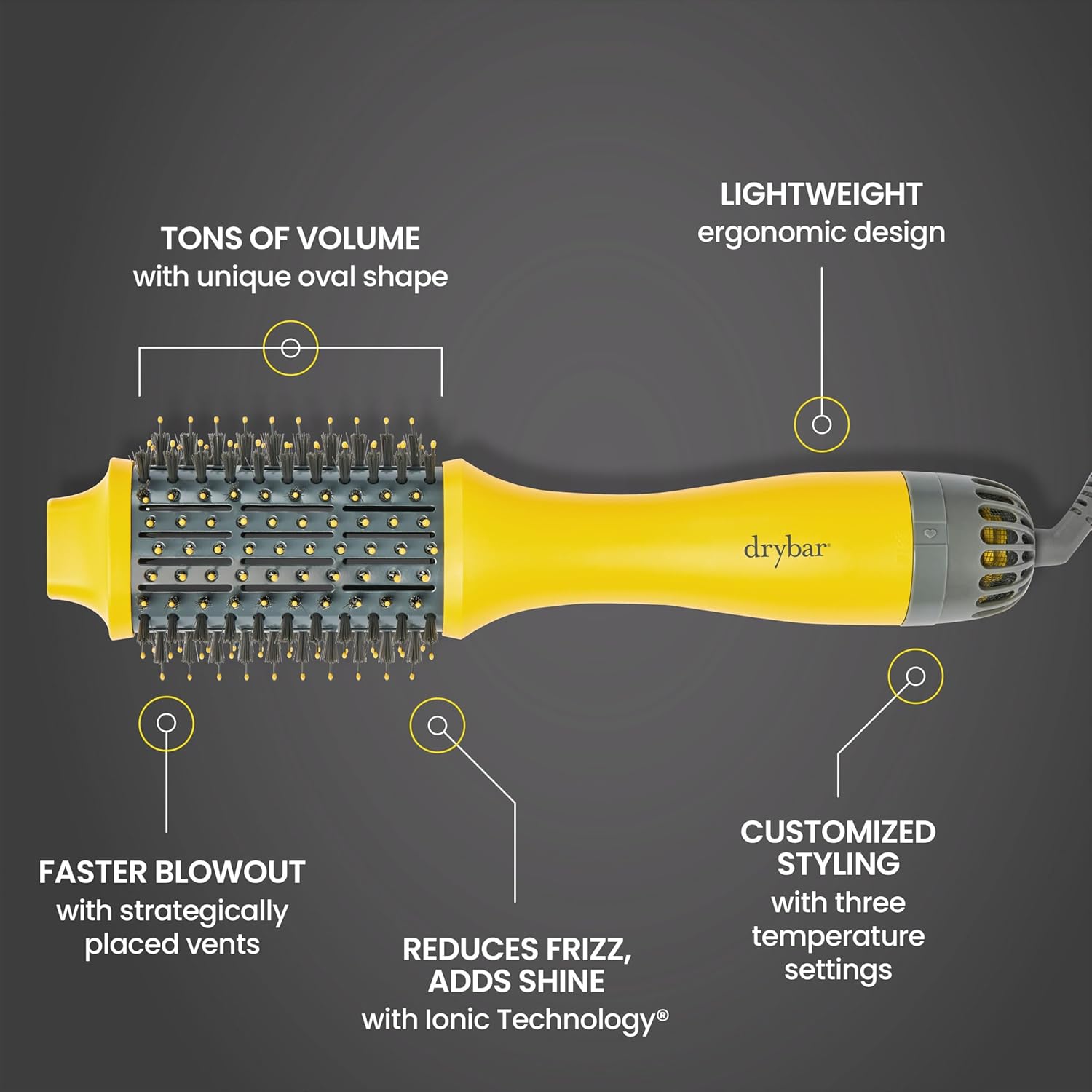 Drybar Double Shot Blow-Dryer Shot Collection | Faster Blowouts with Tons of Volume and Less Frizz | Choose The Barrel Size Best for Your Hair Length and Desired Style