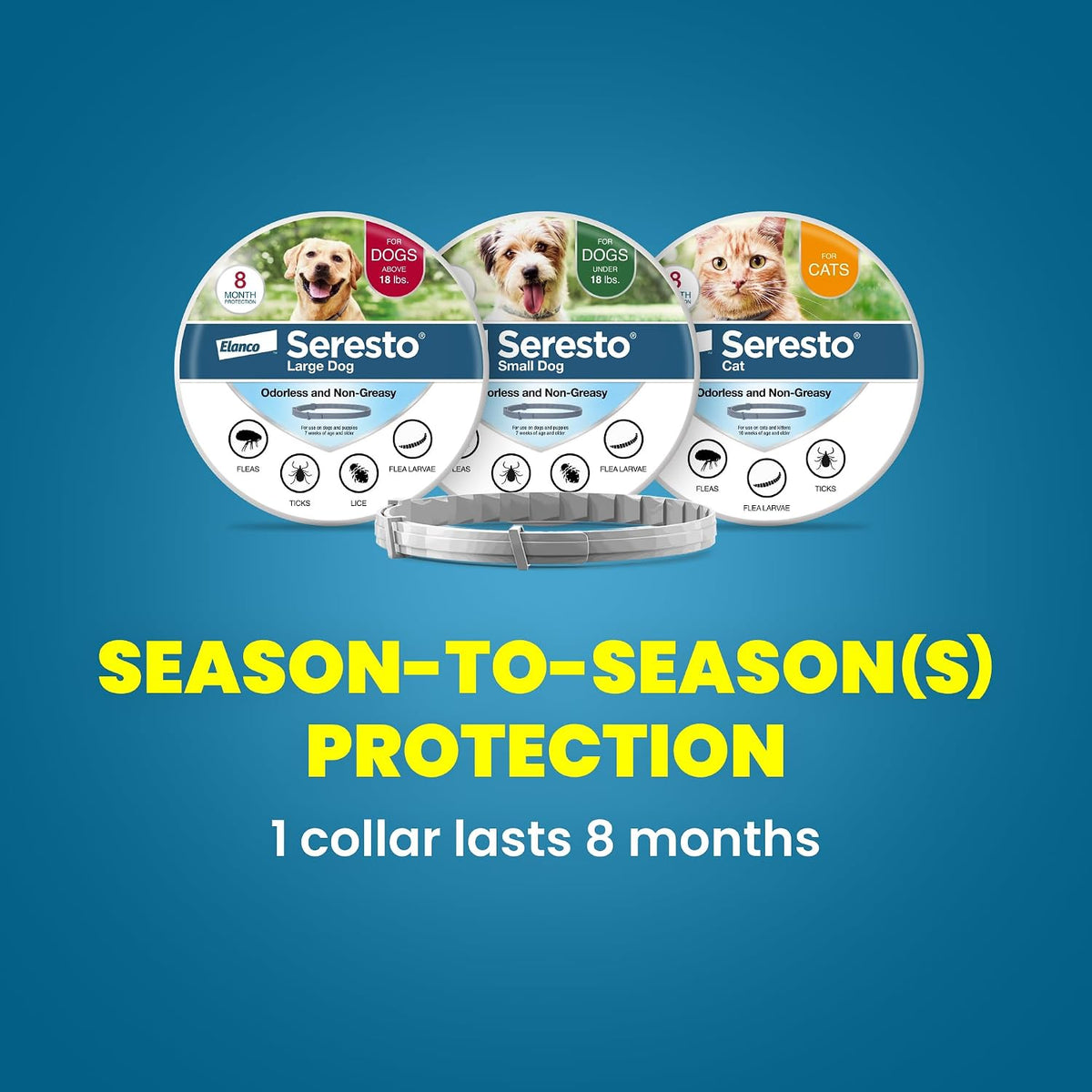 Seresto 8-Month Flea & Tick Collar for Small Dogs Under 18 lbs., 1ct