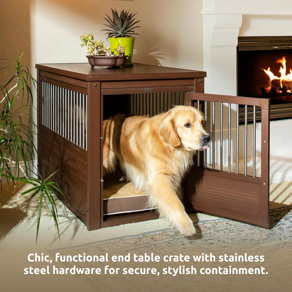 New Age Pet ECOFLEX InnPlace Dog Crate & End Table, Durable Composite, Russet, Large