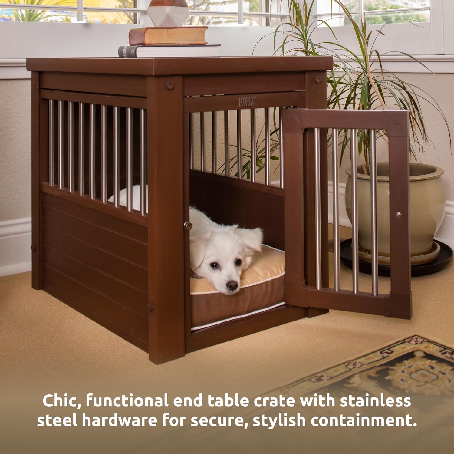 New Age Pet ECOFLEX InnPlace Dog Crate & End Table, Russet Brown, Small