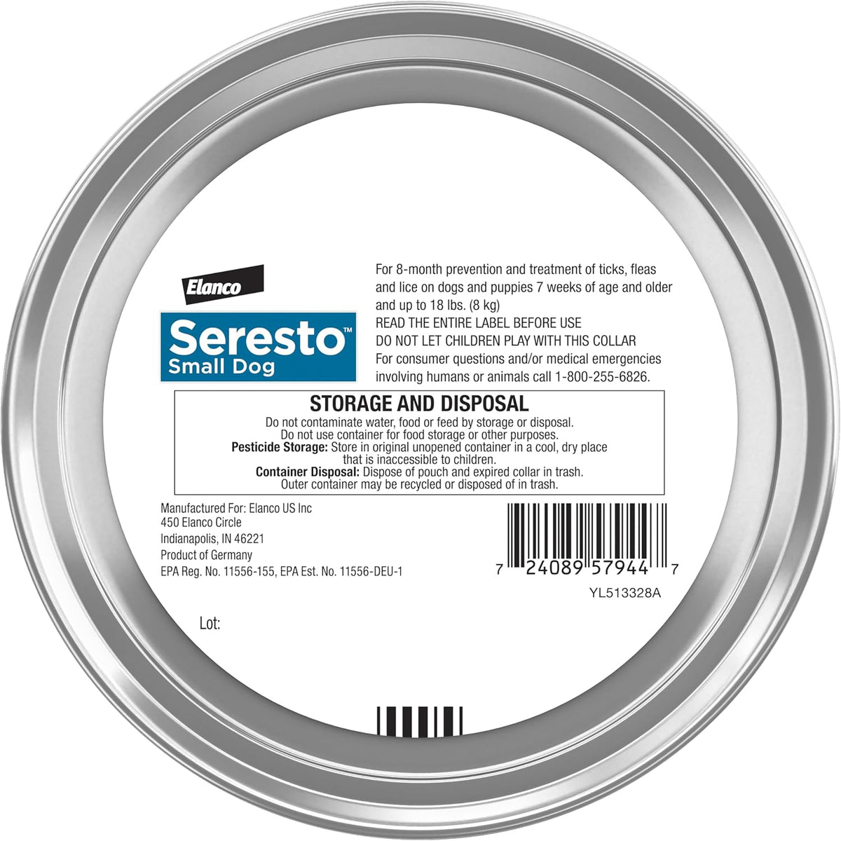 Seresto 8-Month Flea & Tick Collar for Small Dogs Under 18 lbs., 1ct