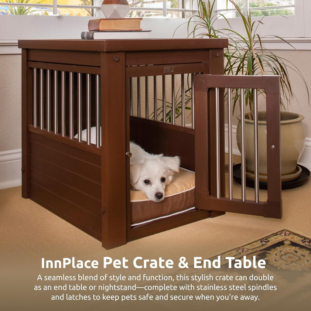 New Age Pet ECOFLEX InnPlace Dog Crate & End Table, Russet Brown, Small