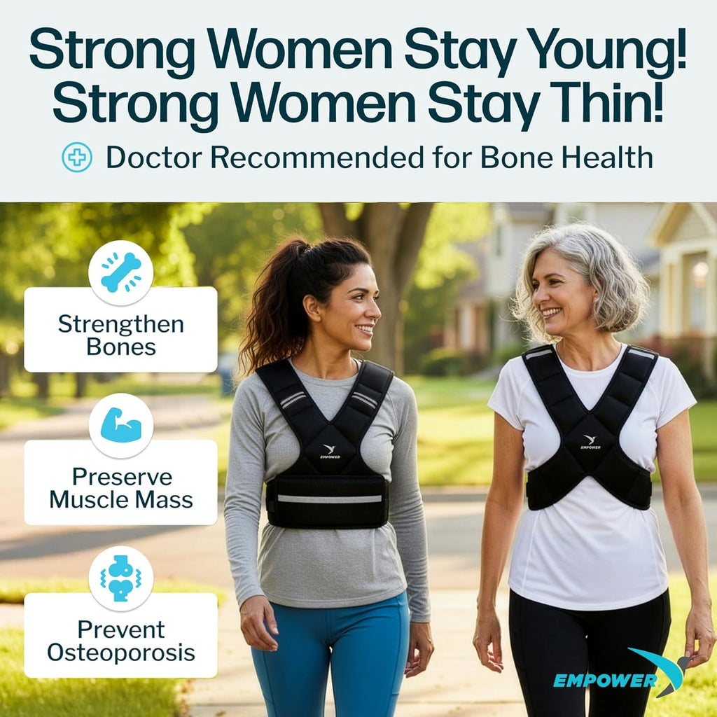 16 LB EMPOWER Weighted Vest for Women with Reflective Strips – Fixed 8lbs, Adjustable 4-10lbs (4 in1) or Adjustable10-16lbs (4 in 1), Strengthen Muscles, Boost Bone Health, and Burn More Calories for Workout - Rucking Vest
