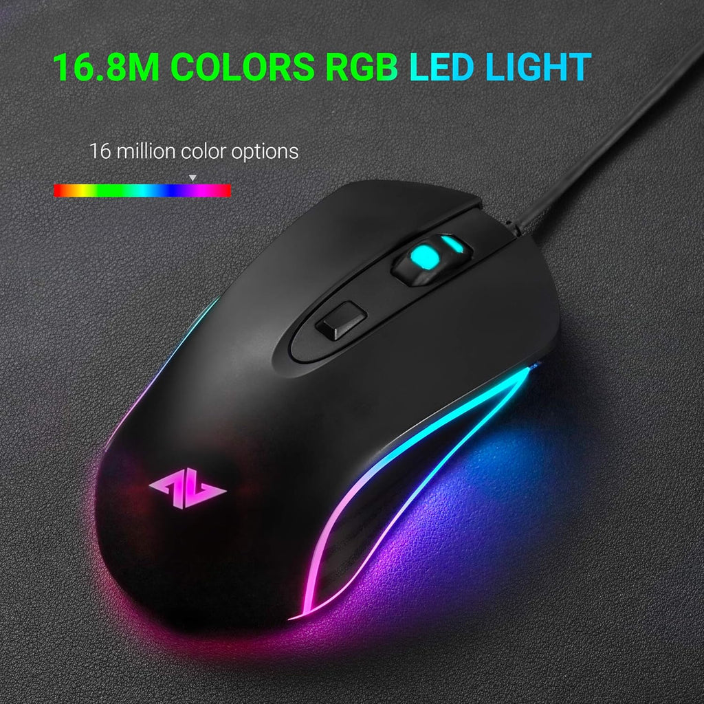 ABKONCORE Gaming Mouse Astra M30, Wired, USB Optical Computer Mice with 8 Programmable Buttons, Chroma RGB Backlit, 3500 DPI Adjustable, Comfortable Grip Both Handed Mice for Laptop, PC, Mac, Window