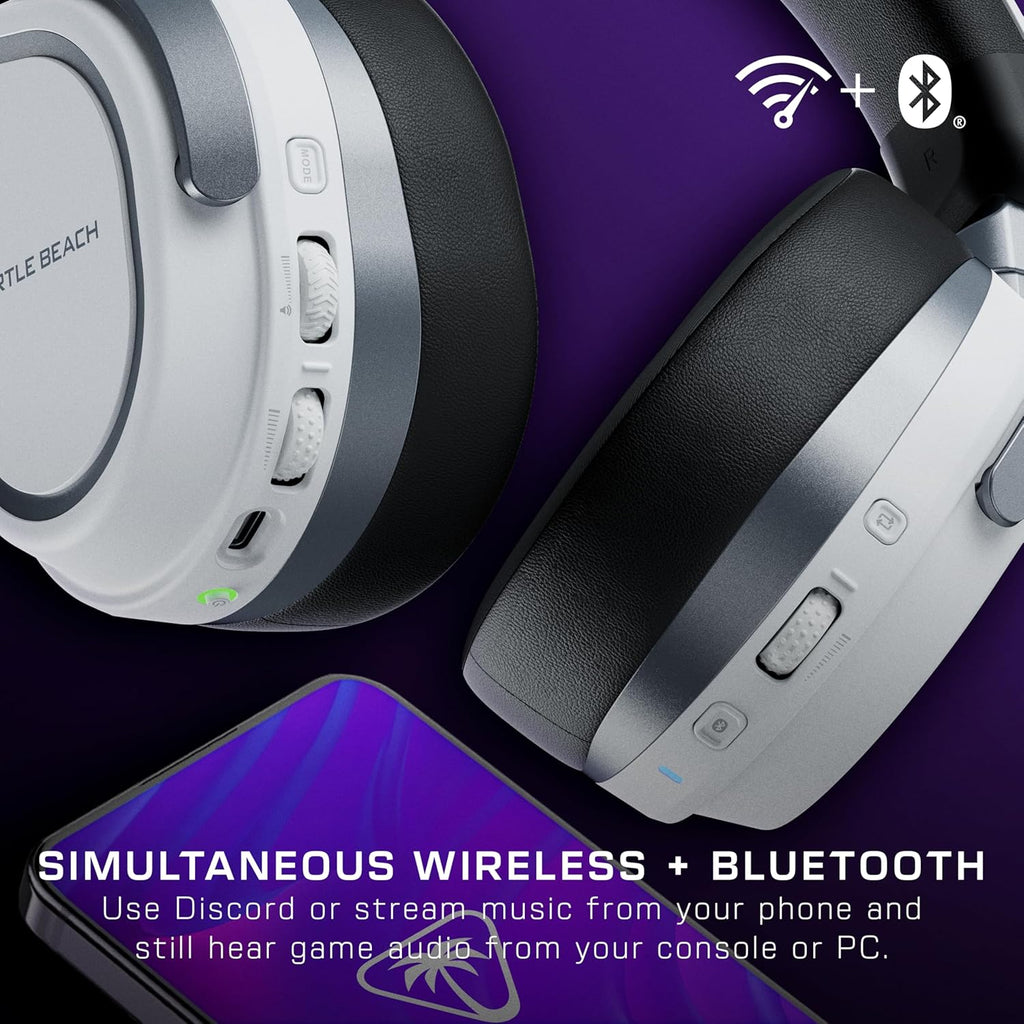 Turtle Beach Stealth 700 Wireless Multiplatform Amplified Gaming Headset for PC, PS5, PS4, – Bluetooth, 80-Hr Battery, Noise-Cancelling Mic – White