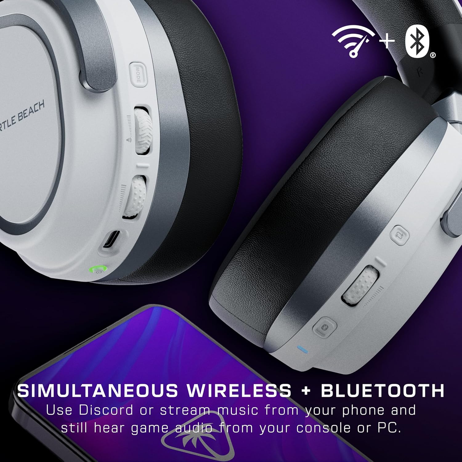 Turtle Beach Stealth 700 Wireless Multiplatform Amplified Gaming Headset for PC, PS5, PS4, – Bluetooth, 80-Hr Battery, Noise-Cancelling Mic – White