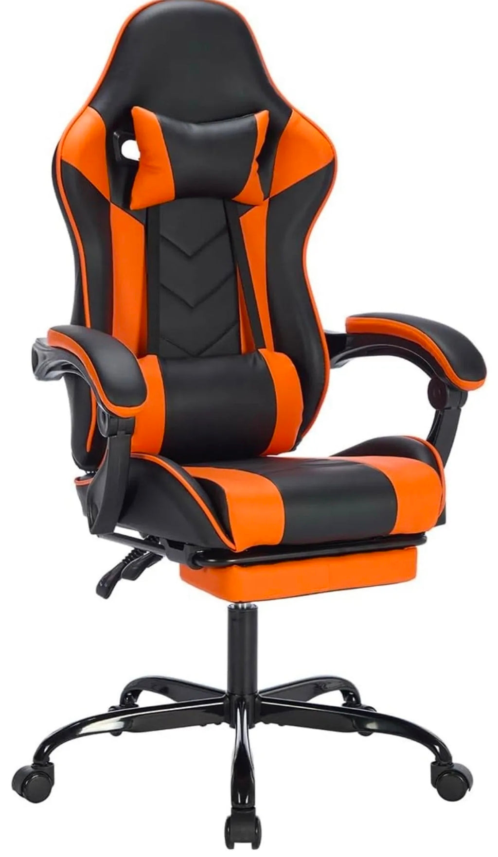 Reclining gaming chair with footrest