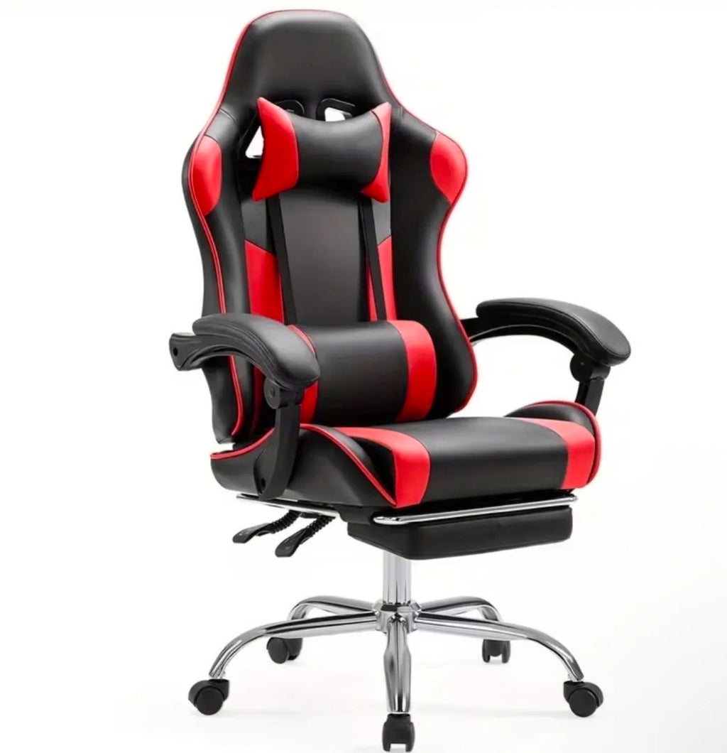 Reclining gaming chair with footrest
