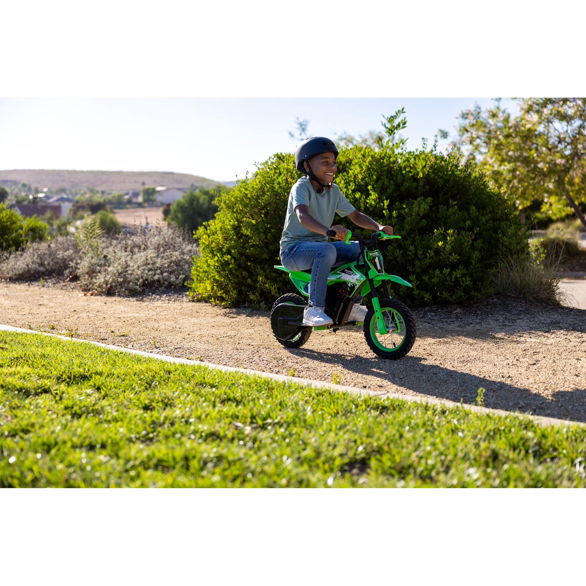 Adventure Force 12V Electric Dirt Bike, Kids Battery Powered Ride on, Ages 5 Years and up, Green
