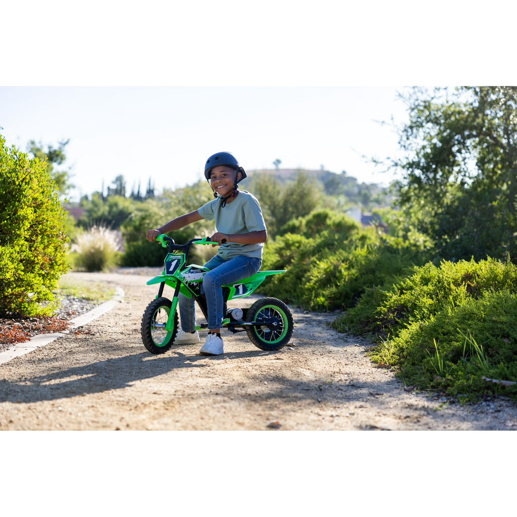Adventure Force 12V Electric Dirt Bike, Kids Battery Powered Ride on, Ages 5 Years and up, Green