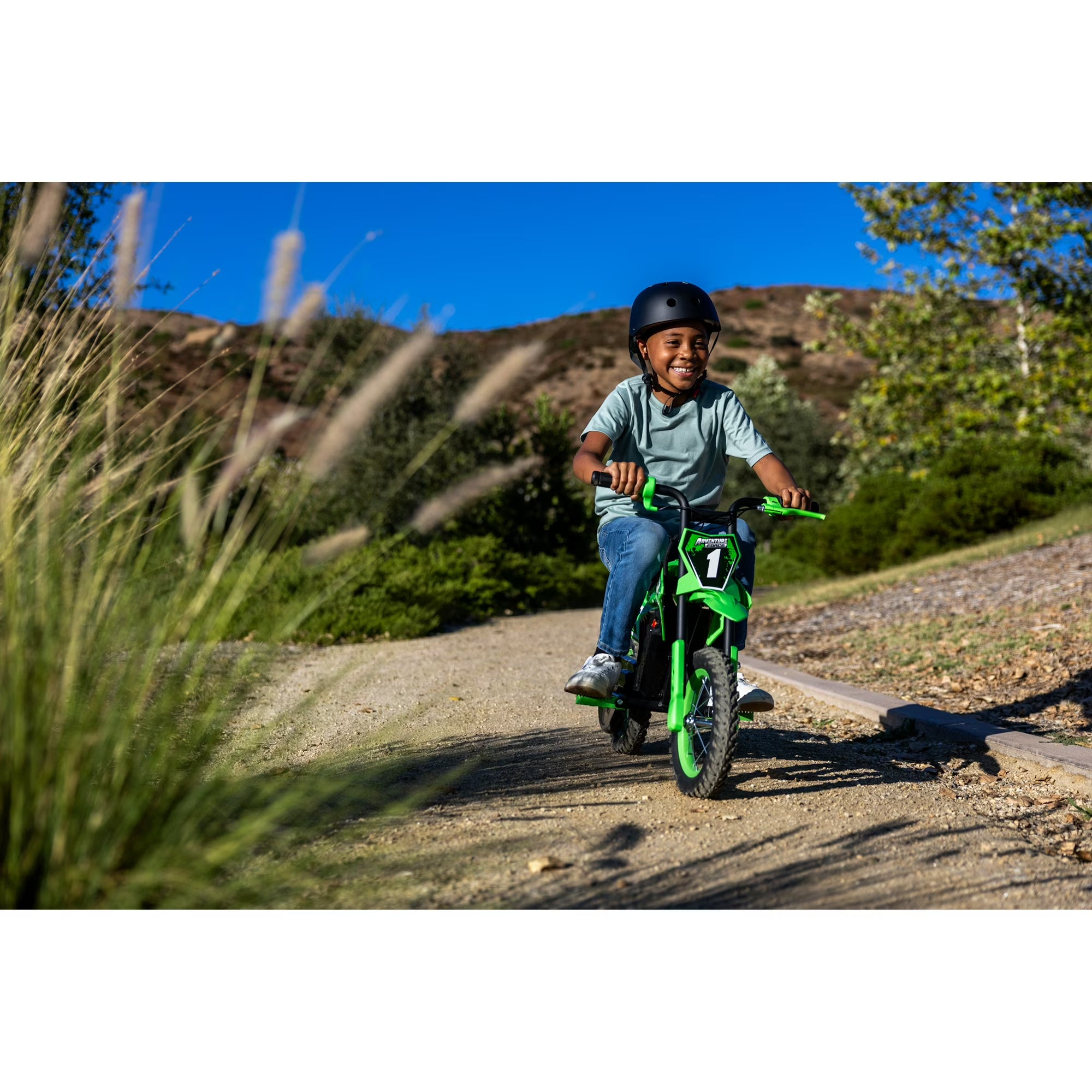 Adventure Force 12V Electric Dirt Bike, Kids Battery Powered Ride on, Ages 5 Years and up, Green