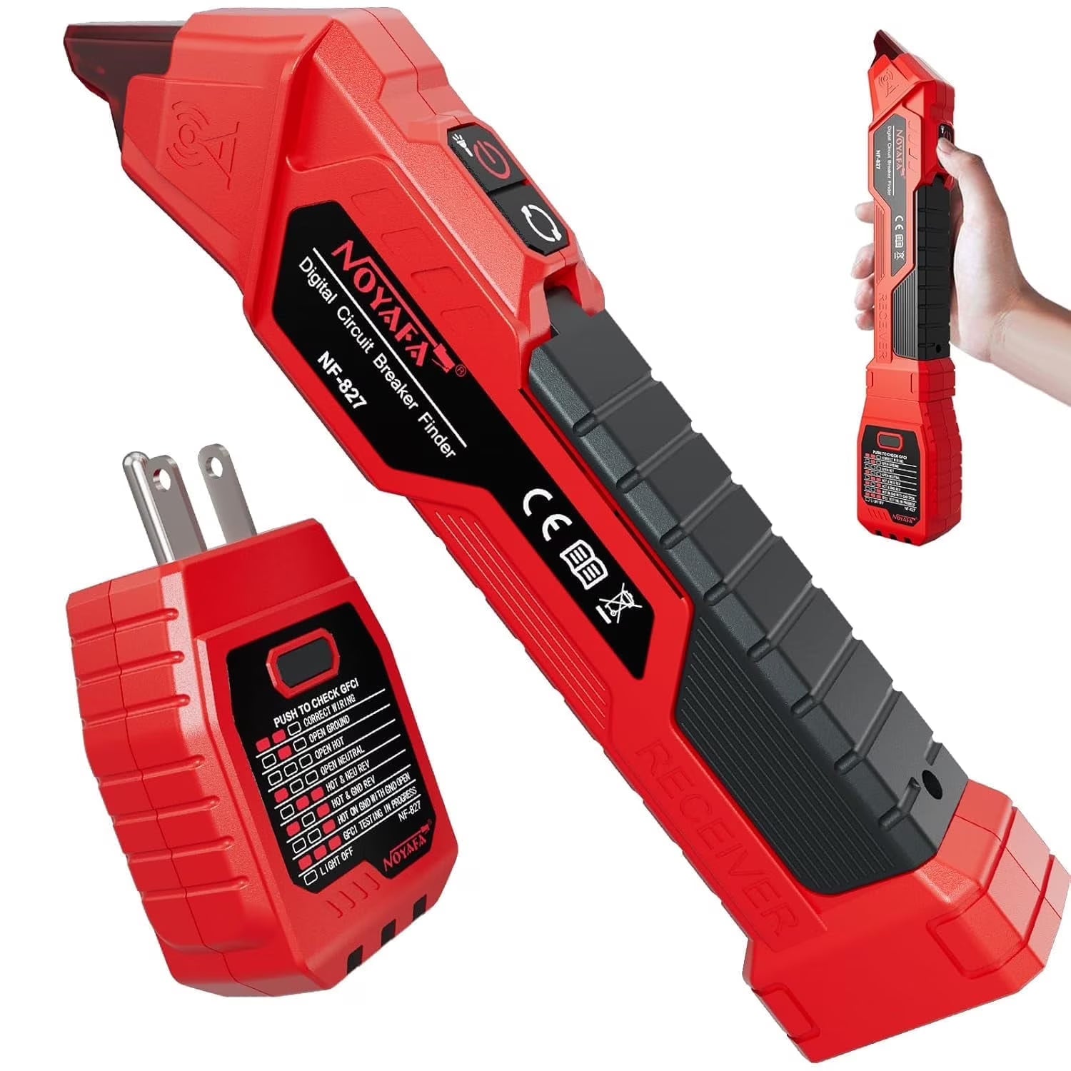 NOYAFA NF-827 Circuit Breaker Finder & Locator with GFCI Outlet Tester, Circuit Breaker Tester Tool, NCV Voltage Detector
