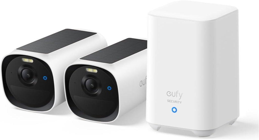 Eufy Security eufyCam E40 2-Cam Kit (HomeBase 2), Outdoor Wireless Solar Security Camera, 2K Resolution with Integrated Solar Panel, MaxColor Night Vision, Expandable Local Storage, No Monthly Fee