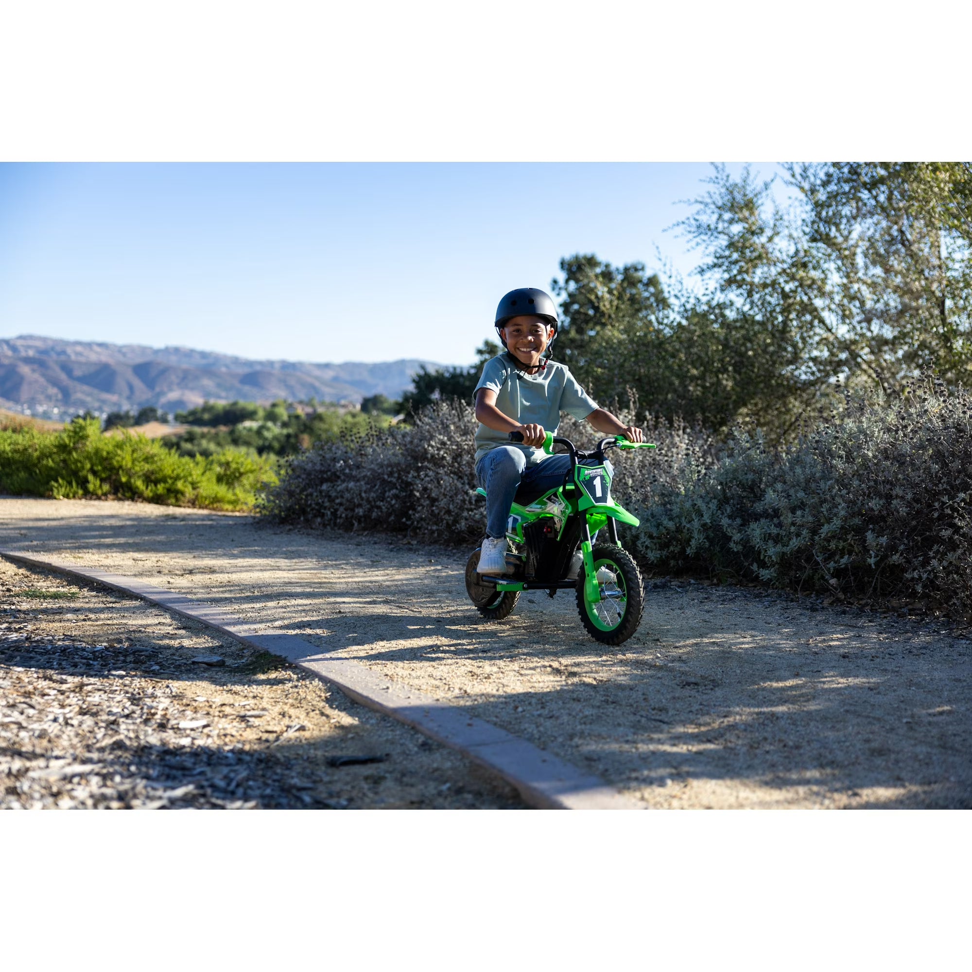 Adventure Force 12V Electric Dirt Bike, Kids Battery Powered Ride on, Ages 5 Years and up, Green