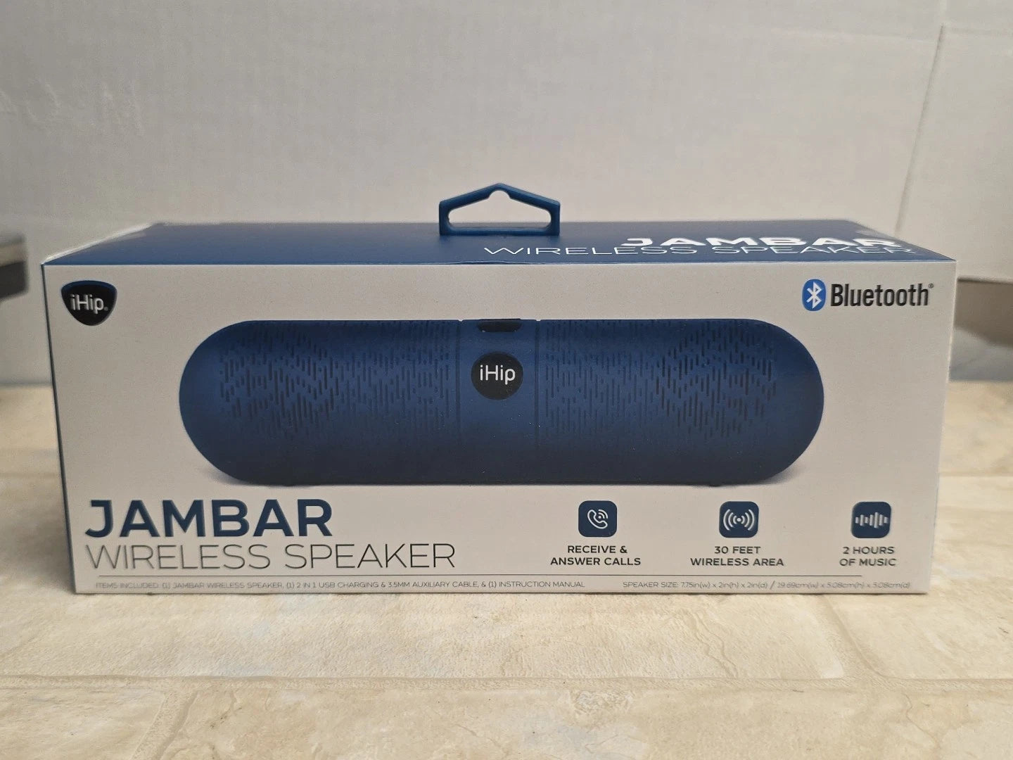 iHip Jambar Bluetooth Portable Speaker Blue, Hands-Free, Radio Mode, 2021, 2hr