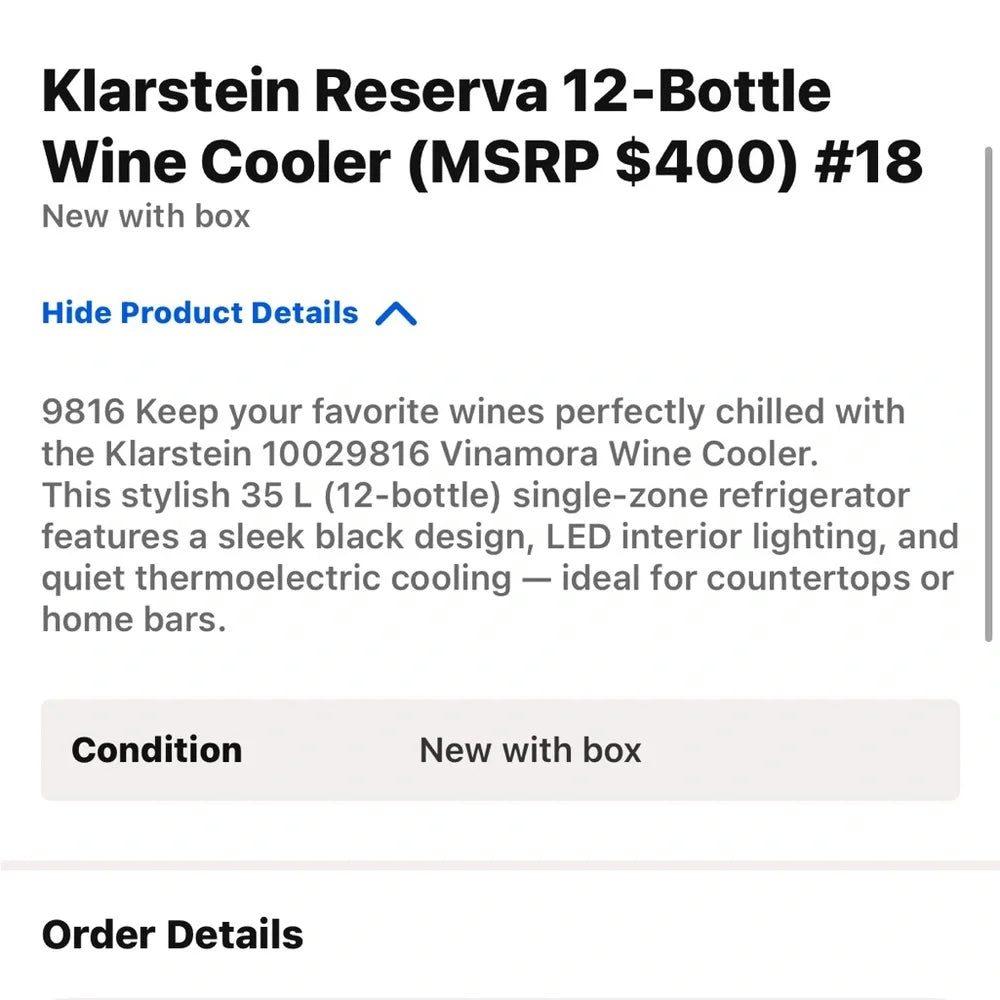 Klarstein Reserva 12 Bottle Wine Cooler