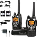 Midland GXT1000VP4 GMRS Two-Way Radio (50 Channel, Long Range, 142 Privacy Codes, SOS, NOAA, Rechargeable Nickel Battery, Black/Silver 2-Pack)