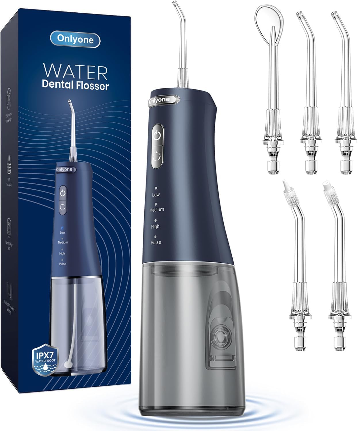Onlyone Rechargeable Cordless Water Flosser with Adjustable Water Pressure for Daily Oral Care, Power Dental Flosser for Home and Travel Use, Portable Oral Irrigator for Sensitive Gums and Braces Care