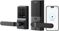 Eufy Security Smart Lock C33, Keypad Door Lock with Handle, Fingerprint Door Knob, Keyless Entry Door Lock for Front Door and Bedrooms, Electronic Deadbolt, Wi-Fi, App Control, IP53 Waterproof, Black