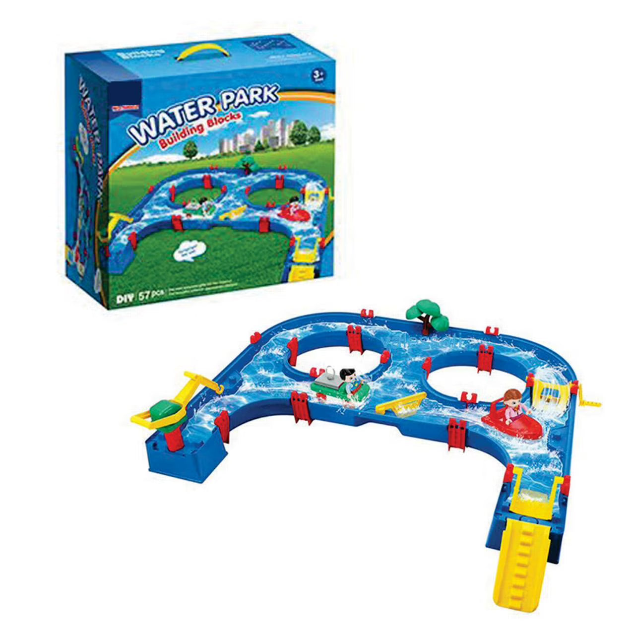 Water Play Set 57 Pcs Water Park with Cargo Boat and Crane, Kids 3+ Valessati