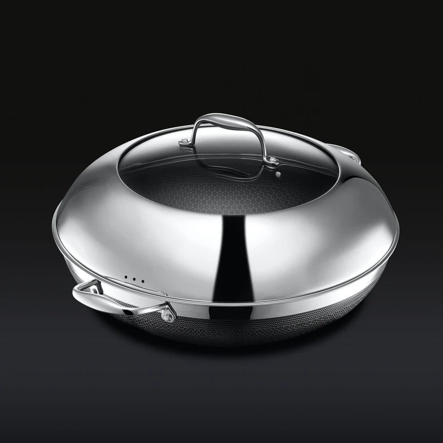 Hex=Clad Hybrid Nonstick 14-Inch Wok with Stainless Steel Lid, Stay-Cool Handles, Dishwasher-Friendly, Oven-Safe Up to 900°F, Induction Ready, Compatible with All Cooktops