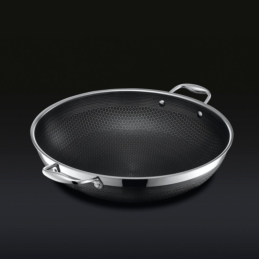 Hex=Clad Hybrid Nonstick 14-Inch Wok with Stainless Steel Lid, Stay-Cool Handles, Dishwasher-Friendly, Oven-Safe Up to 900°F, Induction Ready, Compatible with All Cooktops