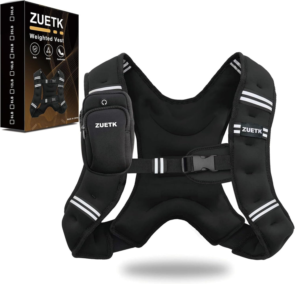 ZUETK Weighted Vest Weight Vest with Reflective Stripe, Weighted Vest for Men Women Workout Equipment for Strength Training, Running, Jogging, Fitness, Weight Loss