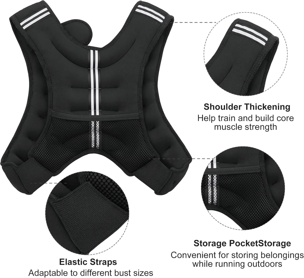 ZUETK Weighted Vest Weight Vest with Reflective Stripe, Weighted Vest for Men Women Workout Equipment for Strength Training, Running, Jogging, Fitness, Weight Loss